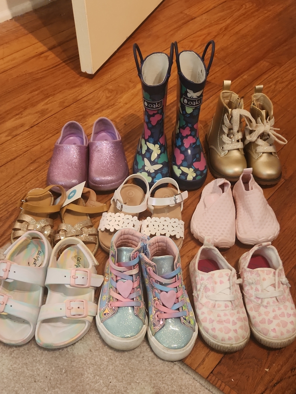 Lot Of 9 Pairs Little Girl Shoes All Size 8c Some New Some Used